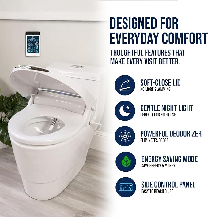 BidetMate 2000 Series Electric Bidet Toilet Seat, Air Dryer, Deodorizer | Heated Water & Seat, Unlimited Warm Water Wash, Self Cleaning Nozzle, Wireless Remote Bidet Seat, Fits Elongated Toilets