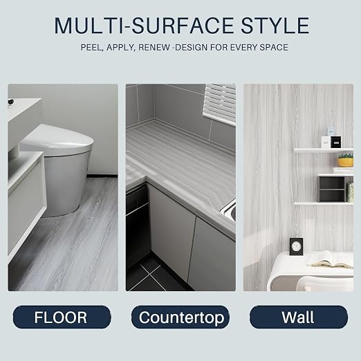 Wood Grain Peel and Stick Floor Tiles – 11.8” Width, Full Roll Length of 118" – Versatile Design for Any Space, Light Color Self Adhesive Vinyl Flooring, Waterproof and Non-Slip Features