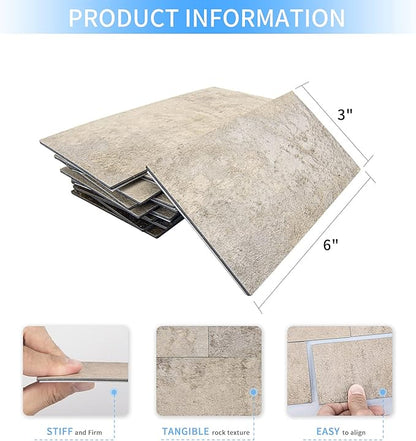 Art3d 102-Pack Peel and Stick Backsplash, Stick on Subway Tile, Stone Beige | 3 x 6 in, PVC, Self Adhesive, Waterproof, Traceless Peel, Modular Splicing, Ideal for Vanities, Bathrooms