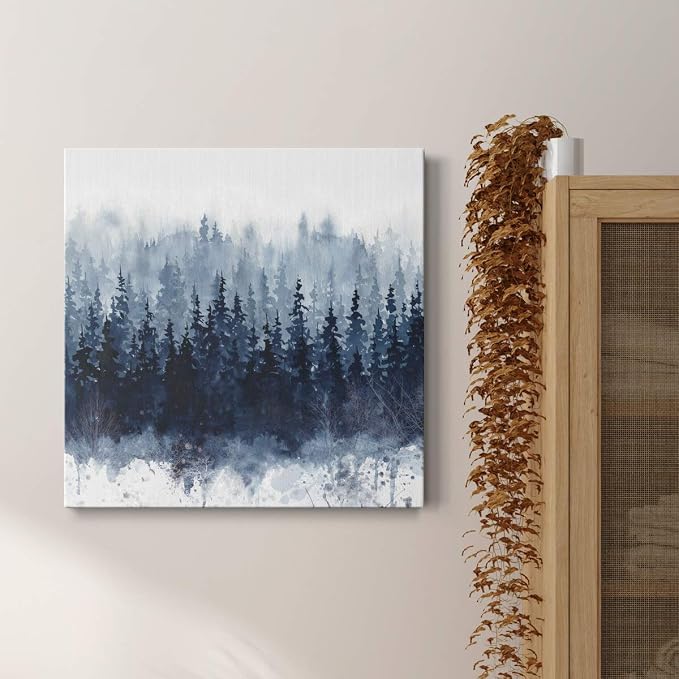 Renditions Gallery Indigo Forest Wall Art, Premium Gallery Wrapped Canvas Decor, Ready to Hang, 10 in H x 10 in W, Made in America Print