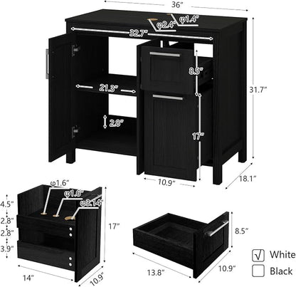 YOURLITE Bathroom Vanity, 36" Modern Black Bathroom Cabinet