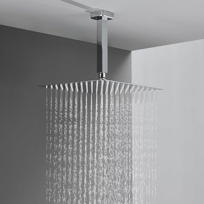 Shower System 12 Inches Rain Shower Combo Set Chrome Ceiling Mount Shower Faucet Bathroom Faucets with Rainfall Shower Head and Hand Shower