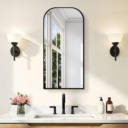 COFENY Bathroom Mirror, 16x32 inch Black Rectangle Wall Mounted Mirror with Thin Frame, Bathroom Vanity Mirrors for Over Sink, Entryway, Living Room, Bedroom