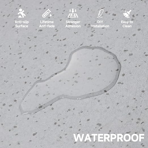 Vinyl Flooring - 12×12 inch Floor Tiles, 20 Packs Stick on Floor Tiles, 1.5mm Thick,Unique Self Adhesive Flooring for Dining Room, Kitchen,Bathroom(1.86m²,Grey Speckle)