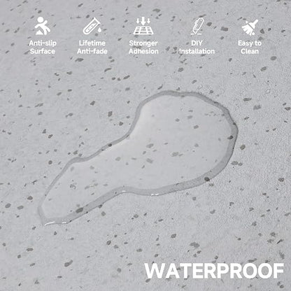 Vinyl Flooring - 12×12 inch Floor Tiles, 20 Packs Stick on Floor Tiles, 1.5mm Thick,Unique Self Adhesive Flooring for Dining Room, Kitchen,Bathroom(1.86m²,Grey Speckle)