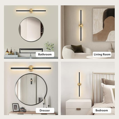 31" Black and Gold Vanity Light Bathroom Light Fixtures Over Mirror, 360° Rotatable LED Brushed Gold and Black Vanity Lights for Bathroom,18W 4000K Modern Vanity Light Bar for Bedroom Hallway Entryway