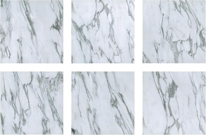 FloorPops FP3329 Opaline Peel Stick Floor Tiles, White & Off-White