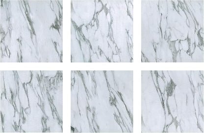 FloorPops FP3329 Opaline Peel Stick Floor Tiles, White & Off-White