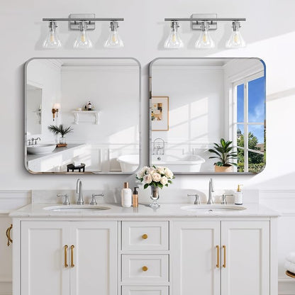 CILIBER Beveled Mirror, 30x30 Square Bathroom Mirror Rounded Corner, 3mm Tempered Glass, 18 inch Frameless Vanity Mirror with Beveled Edge for Bathroom, Bedroom, Living Room and Entryway