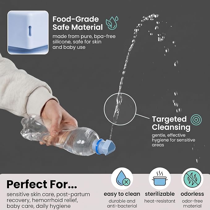 2 Pack Portable Bidet Nozzle for Toilet, Upside Down Peri Bottle, Handheld Travel Bidet Sprayer, Camping Essentials Backpacking Gear for Outdoor Hiking RV Travel