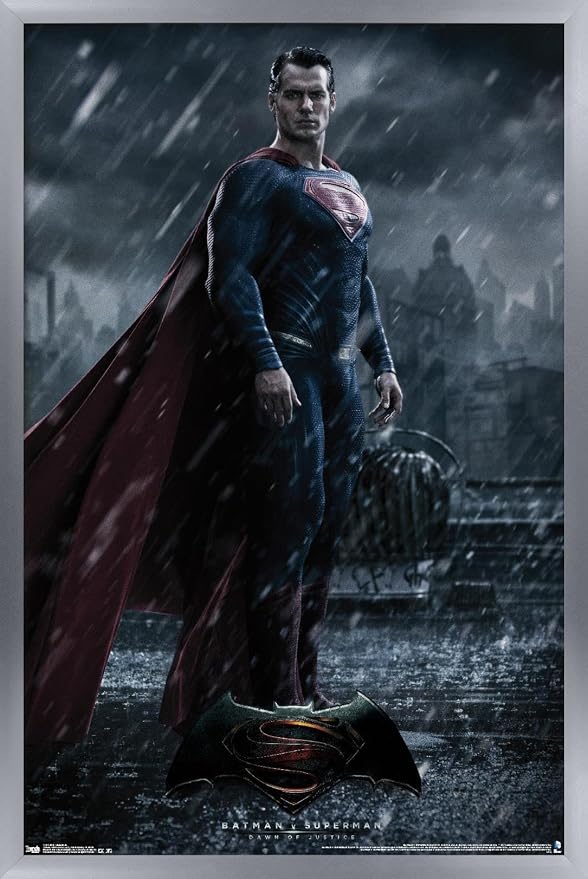 Trends International DC Comics Movie - Batman v Superman - Superman Wall Poster, 14.725" x 22.375", Silver Framed Version