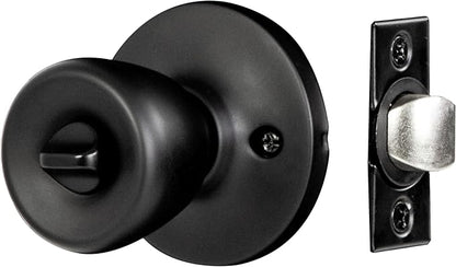 Design House Terrace Privacy Door Knob, 6-Way Universal Bed and Bath Lock, Matte Black, Adjustable Backset, ANSI Grade 3, 728675-MB