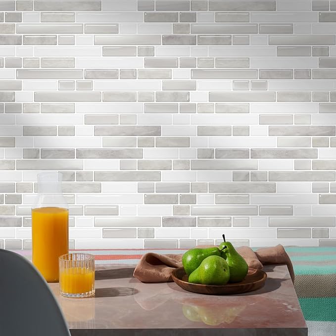 STICKGOO Thicker Peel and Stick Backsplash Tile for Kitchen and Bathroom | 10 Sheets of 12”×12” - 3D Vinyl Self Adhesive Wall Tiles Stick on Backsplash for Kitchen & Bathroom(Light Brown＆Tan)