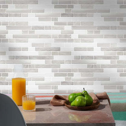 STICKGOO Thicker Peel and Stick Backsplash Tile for Kitchen and Bathroom | 10 Sheets of 12”×12” - 3D Vinyl Self Adhesive Wall Tiles Stick on Backsplash for Kitchen & Bathroom(Light Brown＆Tan)