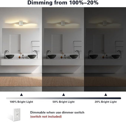 Joossnwell Brushed Nickel Vanity Light for Bathroom Lights Fixtures Modern 5CCT Dimmable Vanity Lights Bar 39.37 Inch Led Bath Light Fixtures Over Mirror