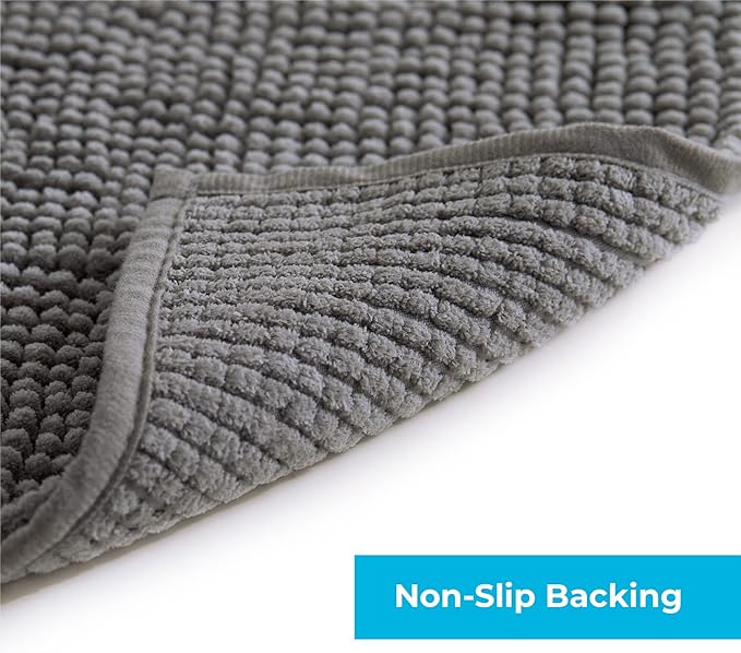 Linenspa Chenille Bath Mat— 1 Piece, Non Slip, Water Absorbent, Fast Drying, Machine Washable, Bath Rug For Bathroom - Dorm Room Essentials