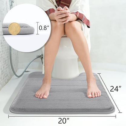 Yimobra Memory Foam Toilet Bath Mat U-Shaped, Commode Contour Rug, Soft and Comfortable, Super Water Absorption, Non-Slip, Thick, Machine Wash and Easier to Dry for Bathroom, 24 X 20 Inches, Grey
