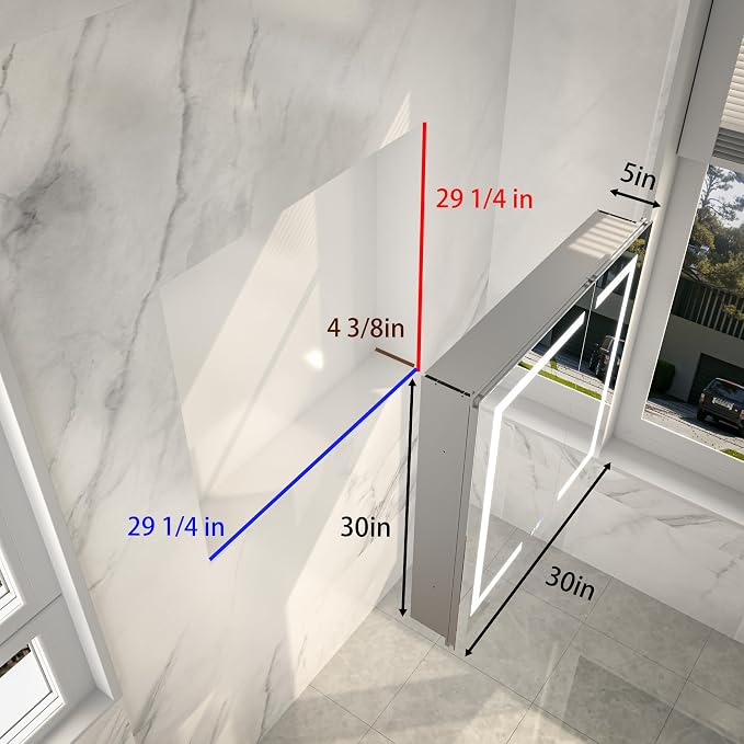 LED Bathroom Medicine Cabinet with Mirror, 30"x30" Anti-Fog Smart Mirror Cabinet, UPVC Waterproof Vanity Cabinet Recessed/Surface, Adjustable Shelves, 3-Color Dimmable, Motion Sensor, DTC Hinges