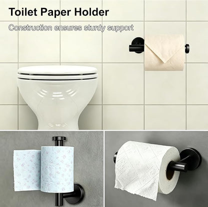 5 Pieces Matte Black Bathroom Accessories Set Towel Bar Set | 24 Inch Towel Racks Wall Mounted,Toilet Paper Holder,Towel Ring,2 Towel Hooks,Stainless Steel Bathroom Hardware Set