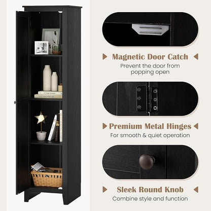 GIANTEX 72-Inches Narrow Storage Cabinet, Tall Bathroom Floor Cabinet with 4 Shelves, Barn Door, Anti-tilt Device, Raised Feet, Slim Storage Unit for Small Spaces, Living Room, Home Office, Kitchen