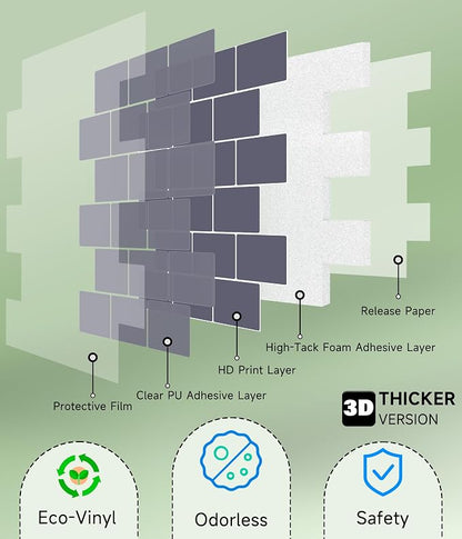 Peel and Stick Backsplash for Kitchen: Self Adhesive Wall Tiles for Bathroom - Vinyl Thick Back Splash Tile (10, Dark Gray)