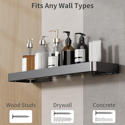 20 Inch Long Floating Shelf Black, Clear Tempered Glass Wall Shelf - Spacious and Stylish Storage for Your Home