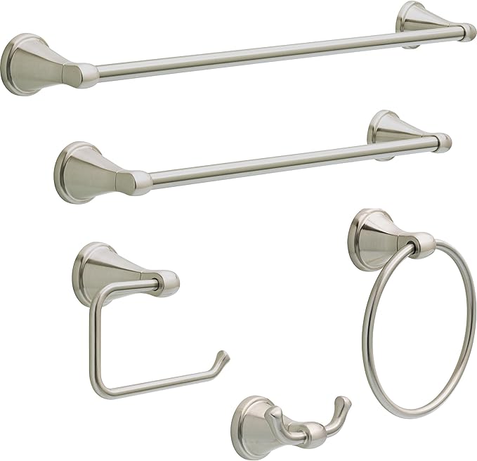 Delta Faucet Becker (1-Pack) 24" Bathroom Towel Rack/Bar, SpotShield Brushed Nickel, Wall Mounted BCK24-DN