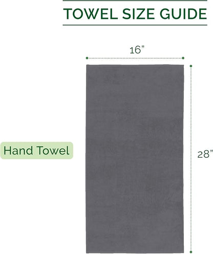 Elegant Comfort Luxury 100% Turkish Cotton Corduroy Ribbed 4 Pack Hand Towel Set 16 x 28 Inch - Absorbent, Super Soft, Quick Dry, Premium Towels for Bathroom, Gym, Spa and Hotel Use, Gray