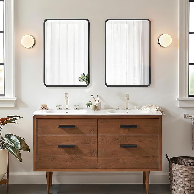 Casaphoria 24" H x 16" W Bathroom Medicine Cabinet with Mirror, Metal Frame Wall Medicine Cabinets Mirrors, Wall Mirror Cabinet, Black
