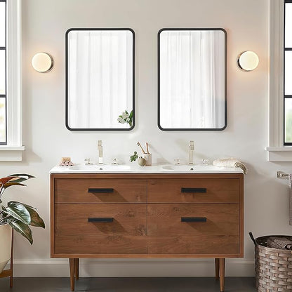 Casaphoria 24" H x 16" W Bathroom Medicine Cabinet with Mirror, Metal Frame Wall Medicine Cabinets Mirrors, Wall Mirror Cabinet, Black