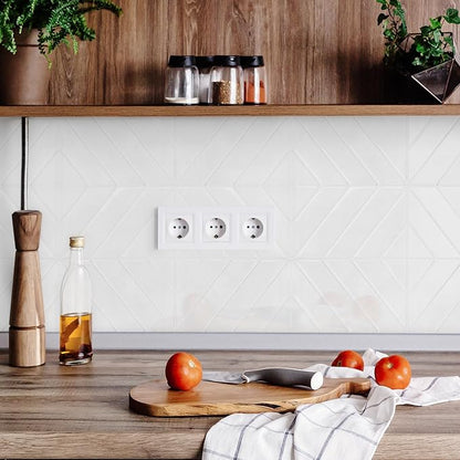 STICKGOO Herringbone Peel and Stick Backsplash, Pure White, 10 Sheets | 12.6 x 9.7 in, Thicker Rectangular Vinyl Stick-On Wall Tiles, Easy Alignment, Waterproof, Easy to Clean, Kitchen/Bathroom