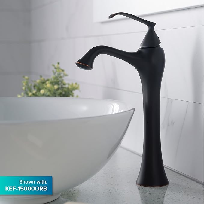 KRAUS Elavo Round Vessel White Porcelain Ceramic Bathroom Sink, 16 inch KCV-141