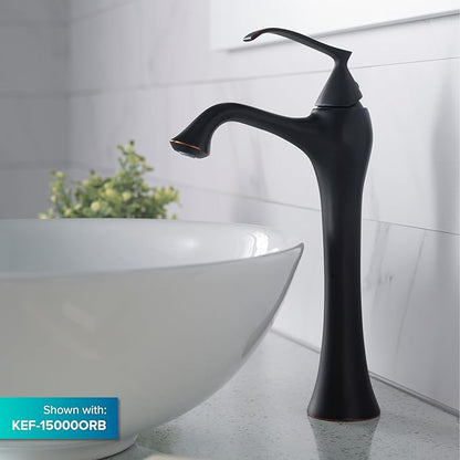 KRAUS Elavo Round Vessel White Porcelain Ceramic Bathroom Sink, 16 inch KCV-141