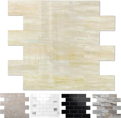 2026 New Upgrade Peel and Stick Backsplash Tile, Peel and Stick Wall Tile for Kitchen, Bathroom, Fireplace, Laundry (Light Orange, 5 Packs)