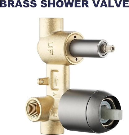 Shower System, All Metal Shower Faucet Set, Brushed Nickel | 8" Rainfall Shower Head and Handheld Spray Combo, Round Shower Head and Handle Set with Valve and Trim Kit