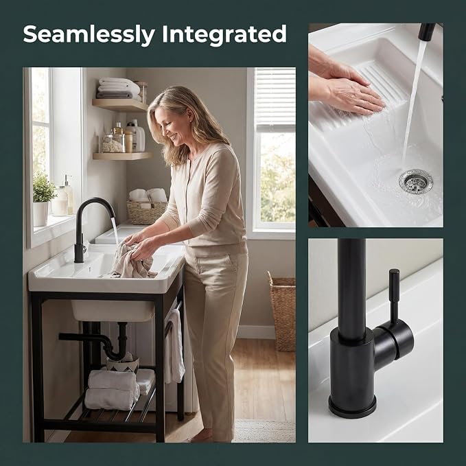 Freestanding Laundry Utility Sink with Washboard | 19" x 28.3" x 32.3" Ceramic Utility Sink with Bracket and Drain Kit for Laundry Room, Utility Room, Garage, Outdoor / Indoor