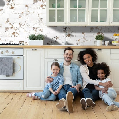 STICKGOO 10 Sheets Subway Tiiles Peel and Stick Backsplash, Belgium White | Stick on Kitchen Backsplash, Waterproof, Self Adhesive PVC Wall Tiles for Kitchen, Bathroom, Fireplace