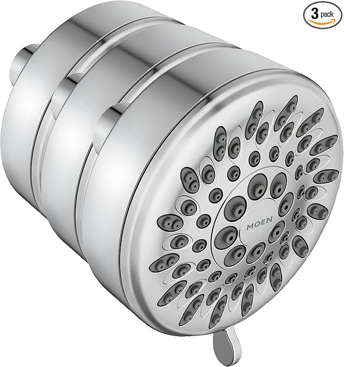 Moen Ignite Chrome Five-function Shower Head With 2.5 GPM High-Pressure Spray, 20090 (Pack of 3)