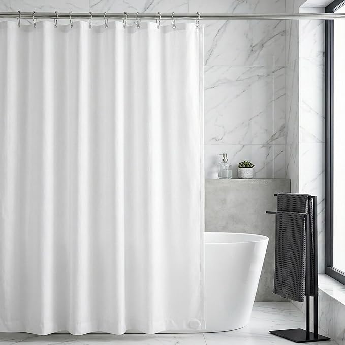 Waterproof Fabric Shower Curtain Liner, TPU Coated, PEVA-Free & Odorless, Hotel Quality, 3 Magnets, Rust-Proof Metal Grommets, Machine Washable, White, 72x72 Inch, Pack of 2