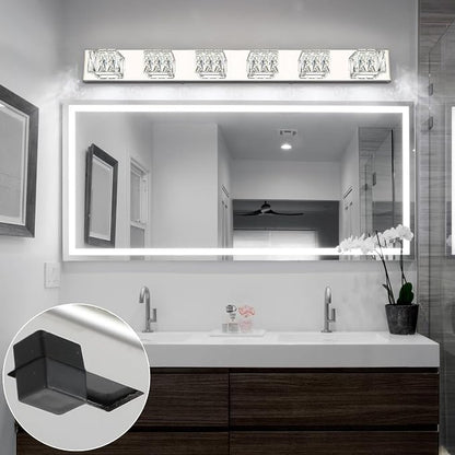 6 Lights Bathroom Vanity Light - LED Bathroom Lights Over Mirror 5CCT Dimmable - Modern Crystal Chrome Vanity Wall Light