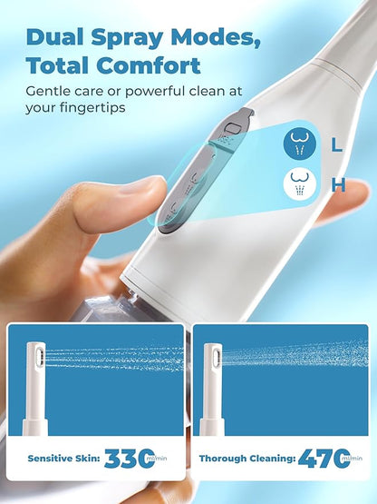 Portable Bidet for Travel, GODBB Rechargeable Electric Travel Bidet with Dual Spray Modes, 360°Adjustable Nozzle, High Pressure Cleaning, USB-C Charging, IPX7 Waterproof for Home Postpartum Hygiene