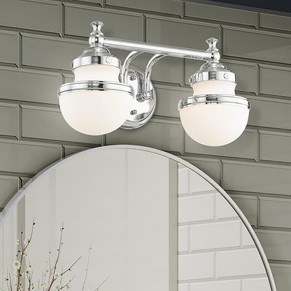 Livex Lighting 5712-05 Transitional Two Light Bath Vanity from Oldwick Collection Finish, Polished Chrome 15 x 7.25 x 8.25