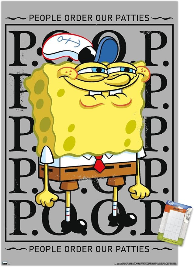 Trends International Nickelodeon Spongebob - P.O.O.P. Wall Poster, 22.4L x 14.7W, Premium Poster & Mount Bundle