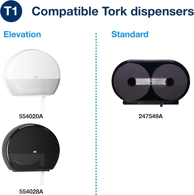 Tork Jumbo Toilet Paper Roll White T1, 2-ply, 6 x 1600 feet, 12021502 | Advanced, 6 Count (Pack of 1)