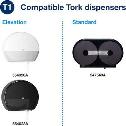 Tork Jumbo Toilet Paper Roll White T1, 2-ply, 6 x 1600 feet, 12021502 | Advanced, 6 Count (Pack of 1)