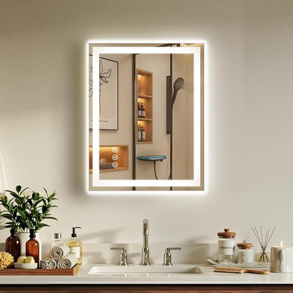 24x30 LED Bathroom Mirror with Anti-Fog, Backlit & Front Lit, Memory | Stepless Dimmable 3 Color CRI 95+ Shatterproof Tempered Glass ETL Listed for Safety Lighted Bathroom Vanity Mirror for Wall