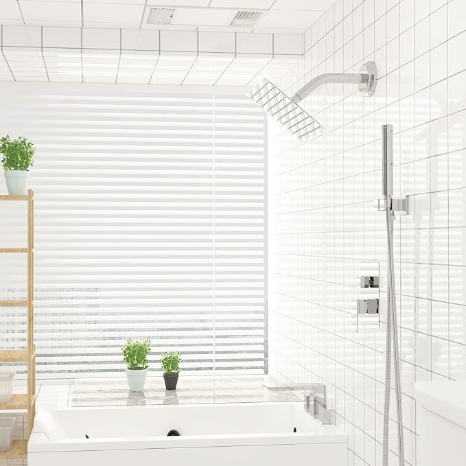 8 Inch Rain Shower Head High Pressure Rainfall Shower Head Chrome | Square Rain Bathroom Showerhead, High Flow, Large Stainless Steel, Ceiling Mounted, Wall Mounted, Waterfall Full Body