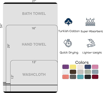 Hawmam Linen Coral Orange 6 Piece Bath Towels Set for Bathroom Original Turkish Cotton Soft, Absorbent and Premium 2 Bath Towels, 2 Hand Towels, 2 Washcloths
