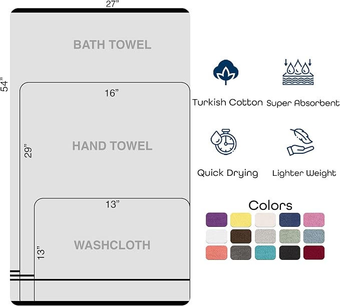 Hawmam Linen Brown 6 Piece Bath Towels Set for Bathroom Original Turkish Cotton Soft, Absorbent and Premium 2 Bath Towels, 2 Hand Towels, 2 Washcloths