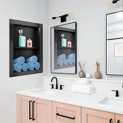Houseables Recessed Medicine Cabinet, Recessed Wall Niche, in Wall Medicine Cabinet, Bathroom Niche, Insert for Drywall, Between Studs Shelf Replacement, Without Mirror, No Mirror, 14x18 ID, 16x20 OD